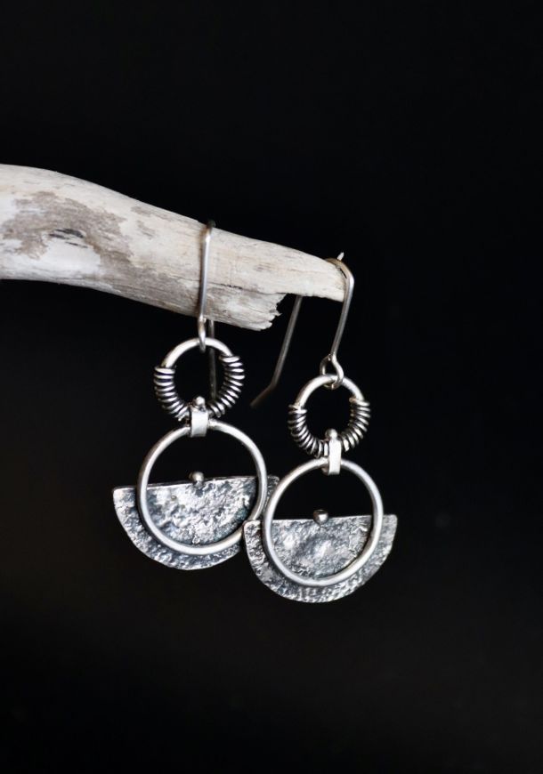 Boucles Kira 8 Boucles Equylibre, boucles d’oreilles en argent fait main par Maryjou — vue 2
