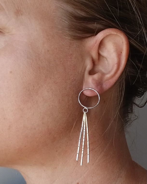 Boucles hybrides Tryo, boucles d’oreilles en argent fait main par Maryjou