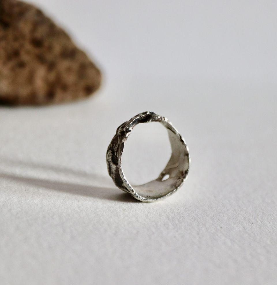 Bague pepite, bague en argent fait main par Maryjou — vue 3