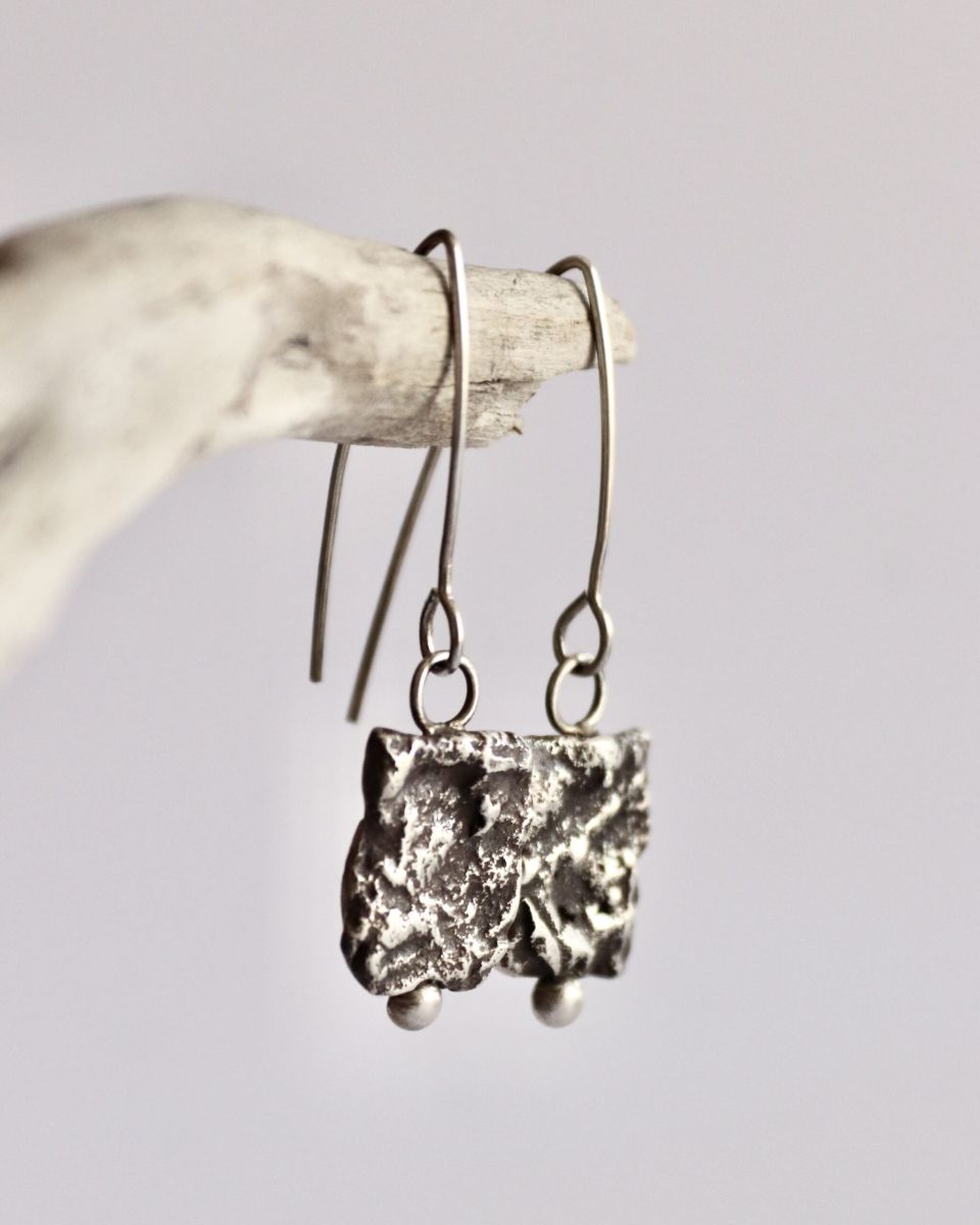 Boucles Fracta, boucles d’oreilles en argent fait main par Maryjou — vue 3