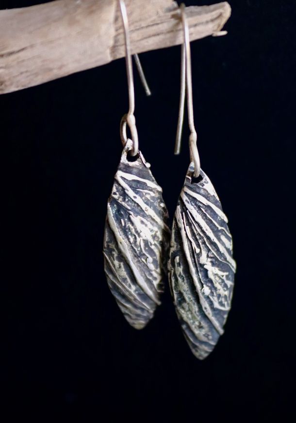 Boucles zébrées 10 Boucles Sylvae, boucles d’oreilles en argent fait main par Maryjou — vue 3