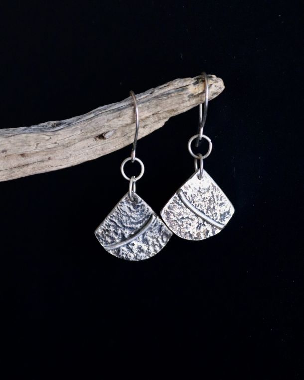 Boucles éventails, boucles d’oreilles en argent fait main par Maryjou
