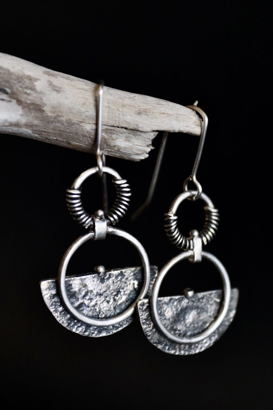 Boucles Equylibre, boucles d’oreilles en argent fait main par Maryjou — vue 3