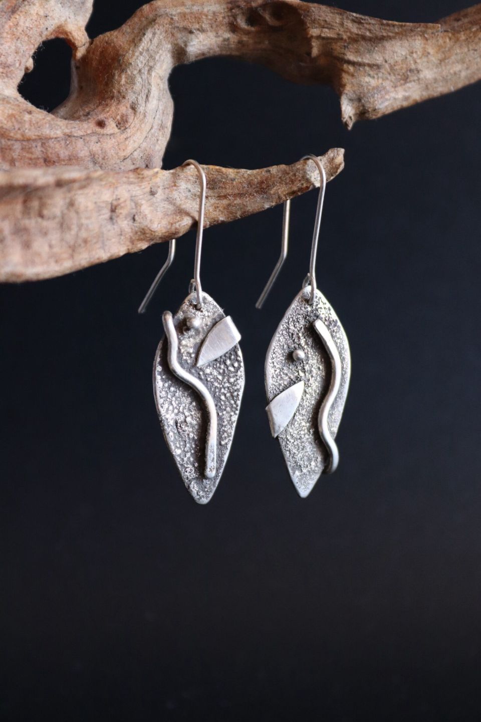 Boucles vellea, boucles d’oreilles en argent fait main par Maryjou — vue 2
