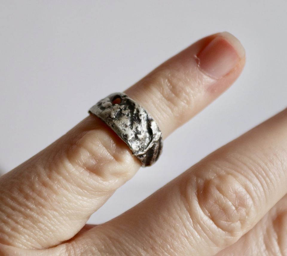 Bague pepite, bague en argent fait main par Maryjou — vue 6
