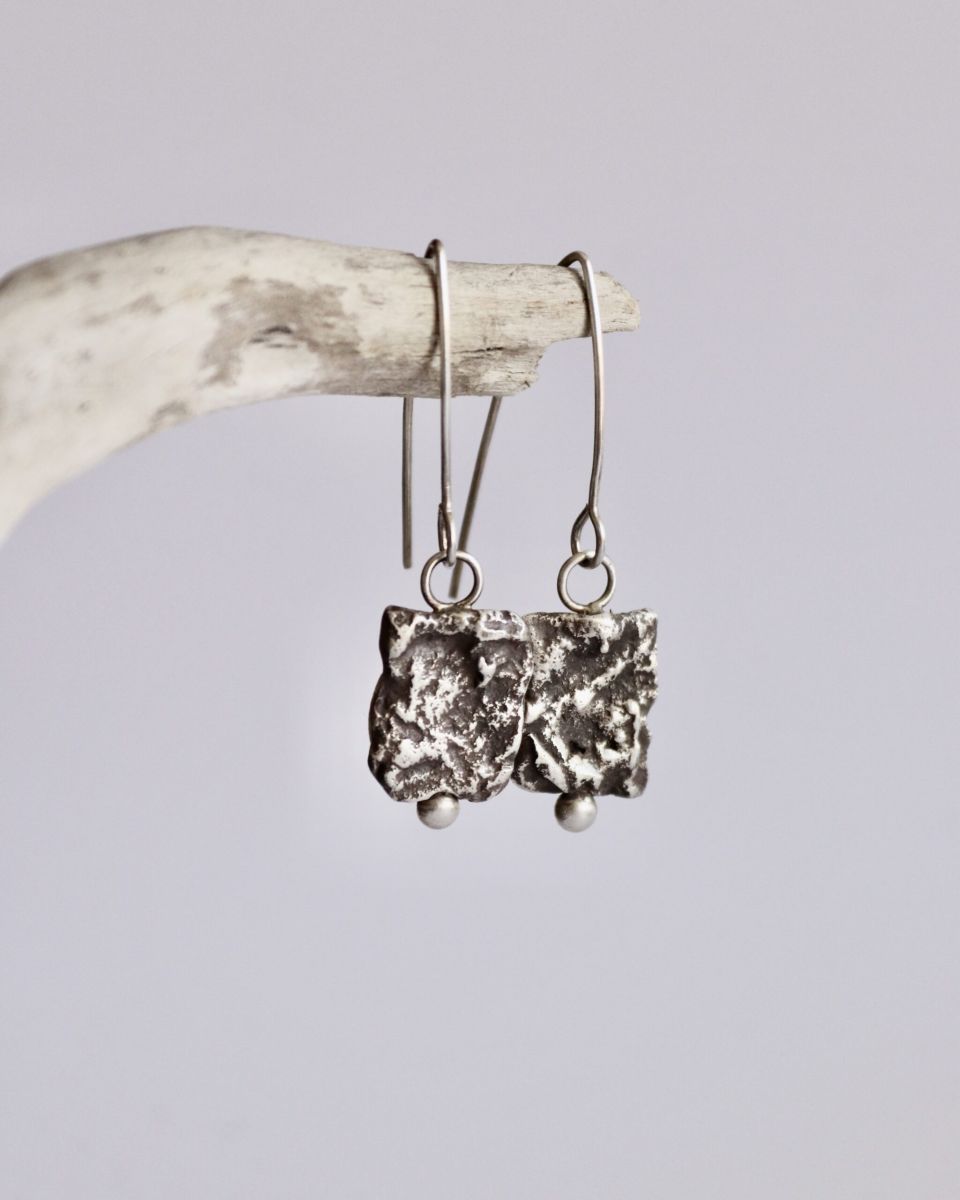 Boucles Fracta, boucles d’oreilles en argent fait main par Maryjou — vue 2