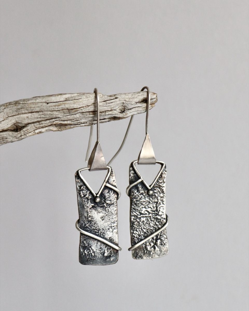 Boucles traverse, boucles d’oreilles en argent fait main par Maryjou