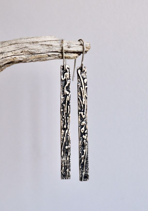 Boucles Lignes 8 Boucles verticales, boucles d’oreilles en argent fait main par Maryjou — vue 2