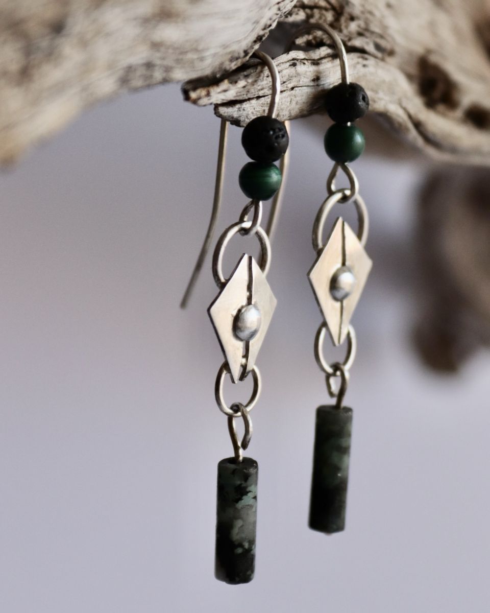 Boucles vero, boucles d’oreilles en argent fait main par Maryjou — vue 4