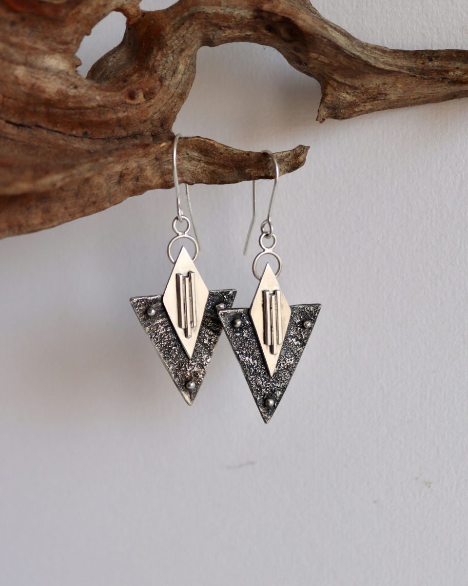 Boucles inka, boucles d’oreilles en argent fait main par Maryjou