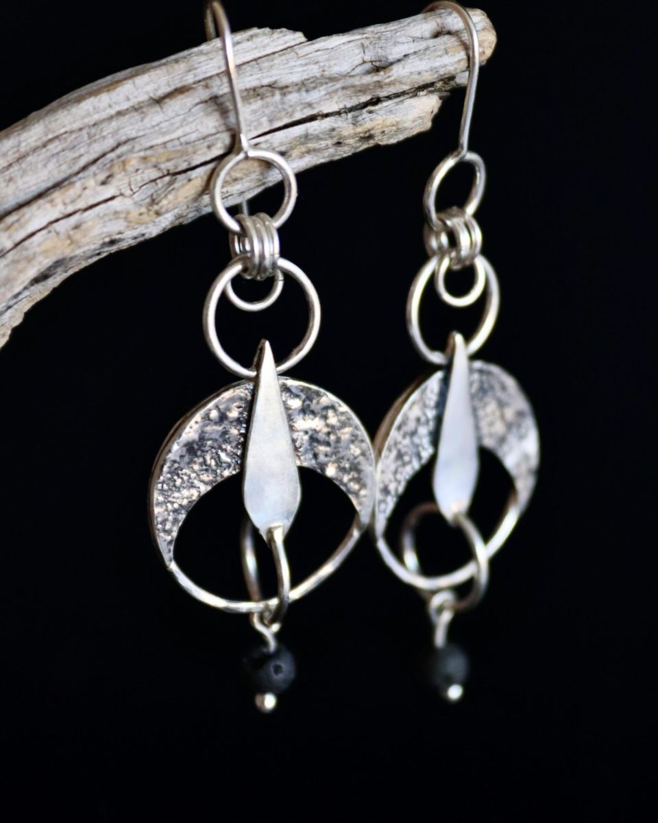 Boucles Astrales, boucles d’oreilles en argent fait main par Maryjou — vue 3