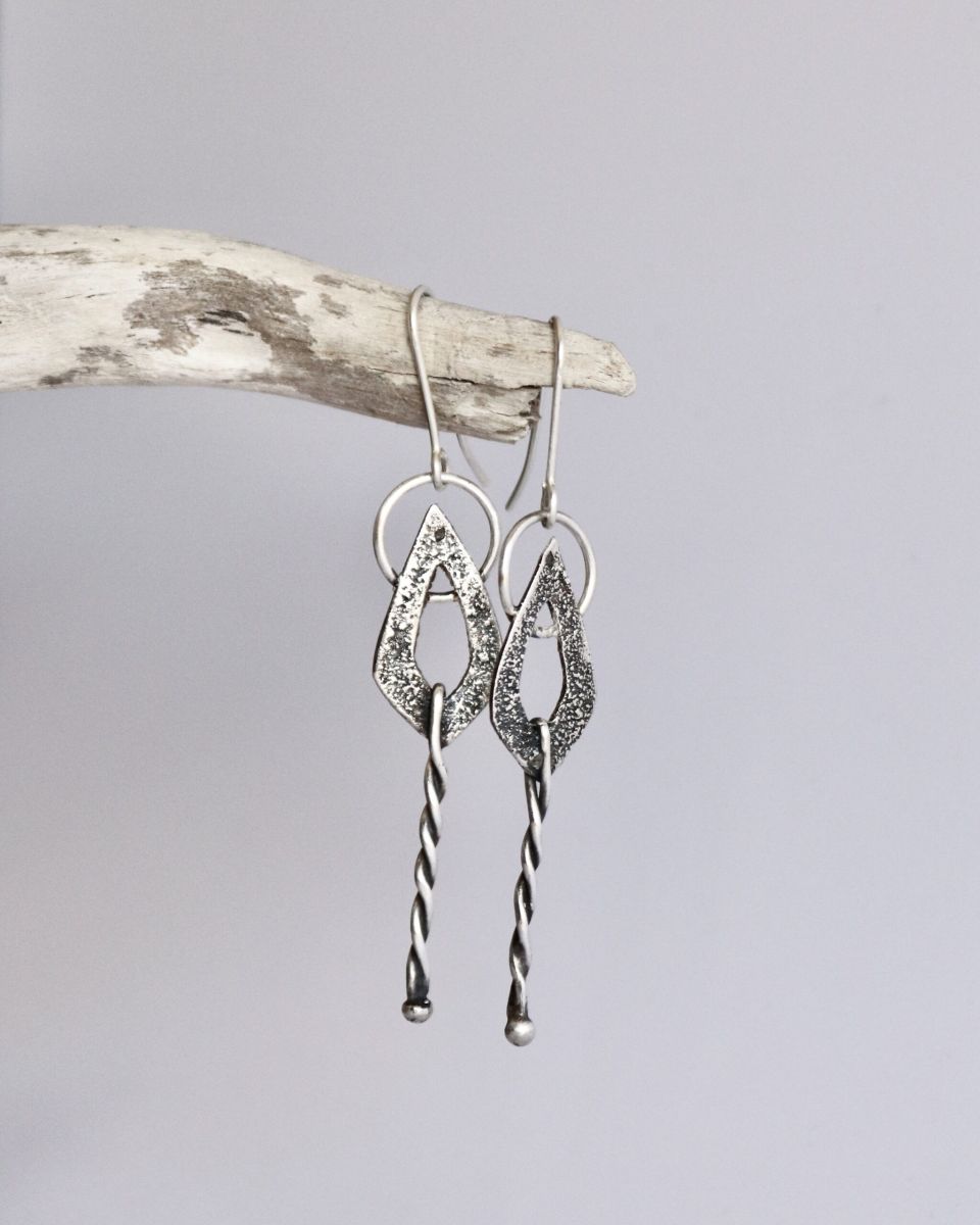 Boucles kodé, boucles d’oreilles en argent fait main par Maryjou — vue 2