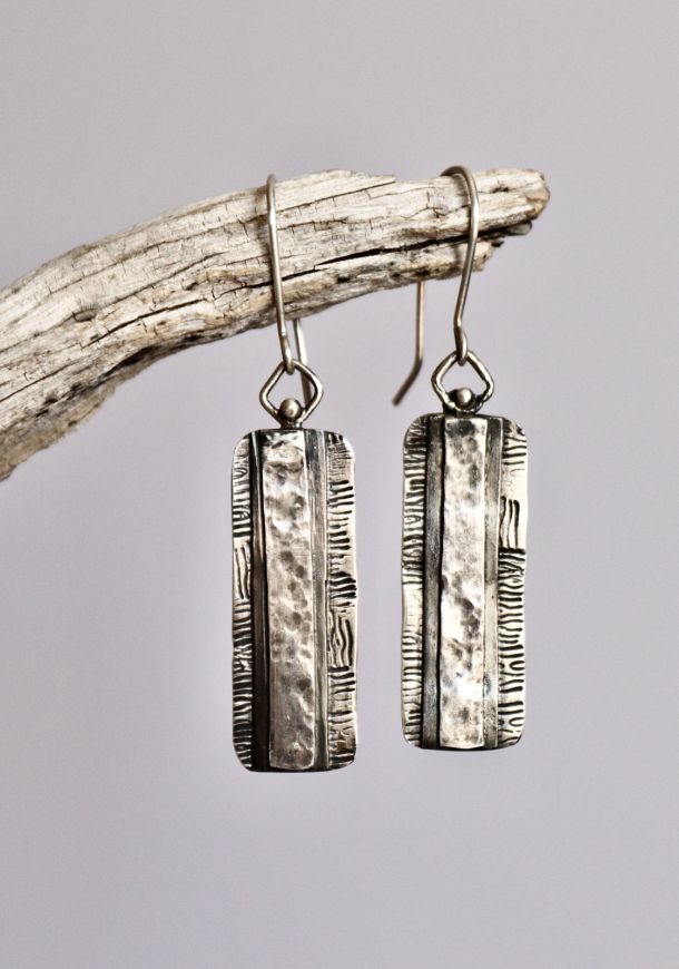 Boucles Lignes 11 Boucles Tarka, boucles d’oreilles en argent fait main par Maryjou — vue 3