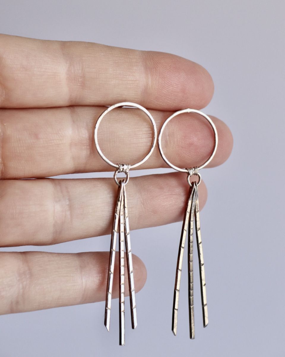 Boucles hybrides Tryo, boucles d’oreilles en argent fait main par Maryjou — vue 4