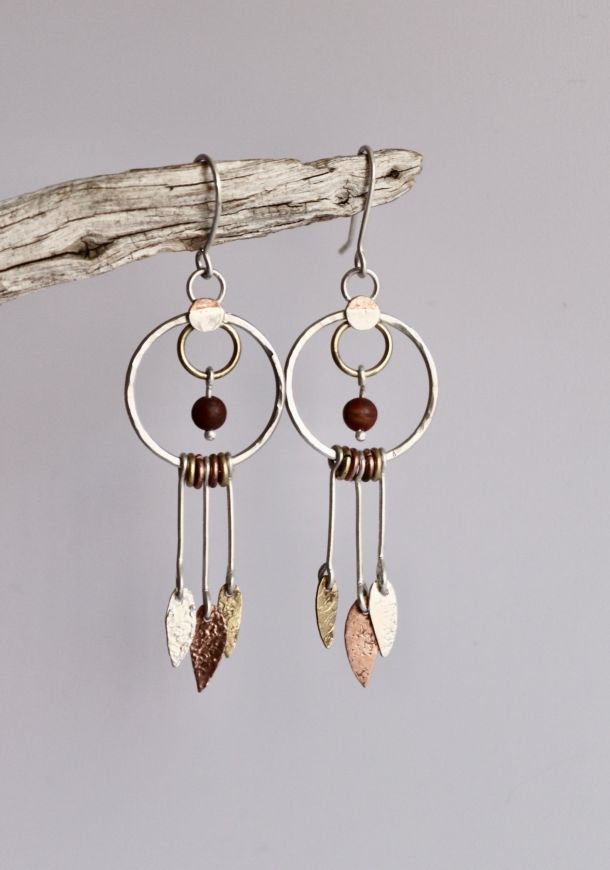 Boucles zébrées 14 Boucles Silaya, boucles d’oreilles en argent fait main par Maryjou — vue 3