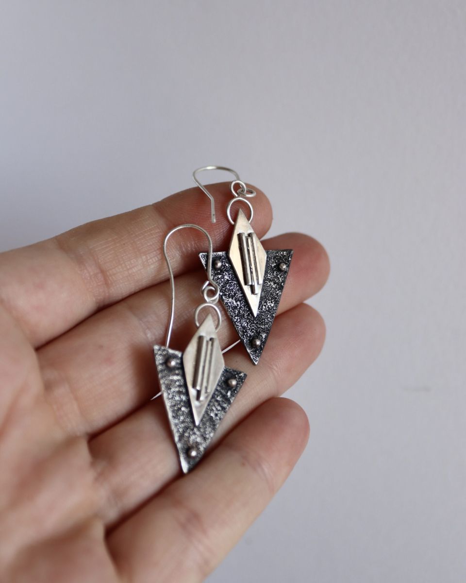 Boucles inka, boucles d’oreilles en argent fait main par Maryjou — vue 2