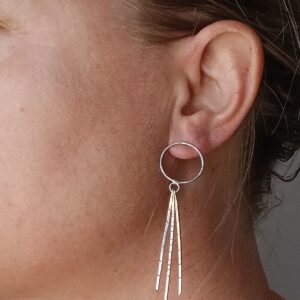 Boucles hybrides Tryo, boucles d’oreilles en argent fait main par Maryjou