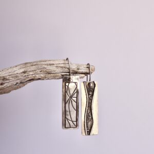 Boucles reversibles empreintes, boucles réversibles en argent fait main par Maryjou