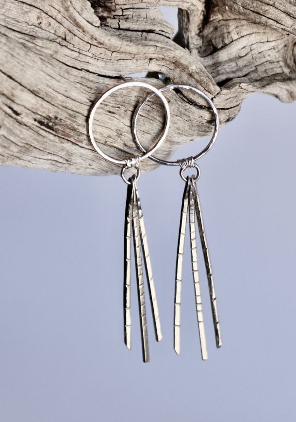 Boucles hybrides Tryo, boucles d’oreilles en argent fait main par Maryjou — vue 2