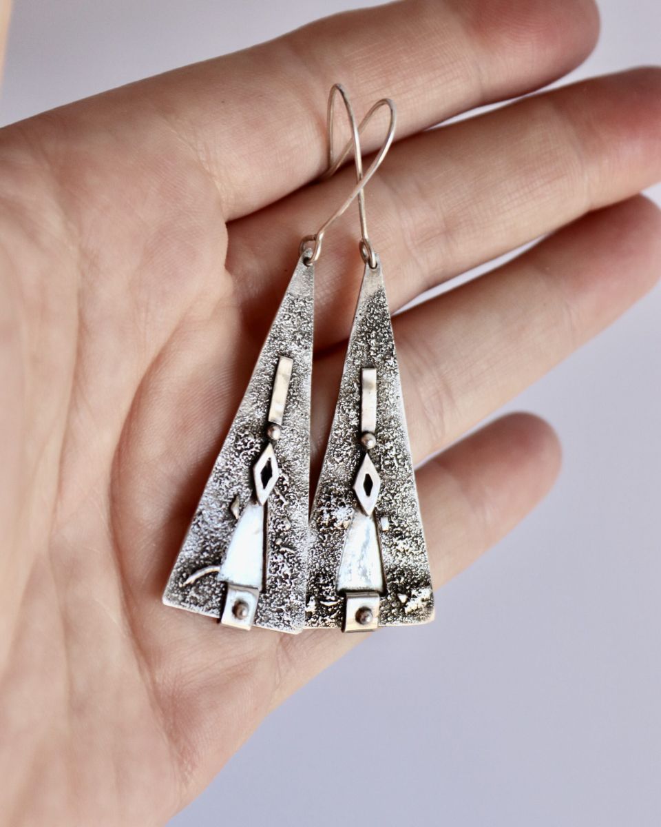 Boucles Kira, boucles d’oreilles en argent fait main par Maryjou — vue 4