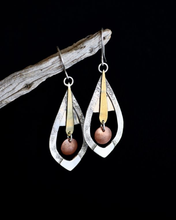 Boucles Naïor, boucles d’oreilles en argent fait main par Maryjou