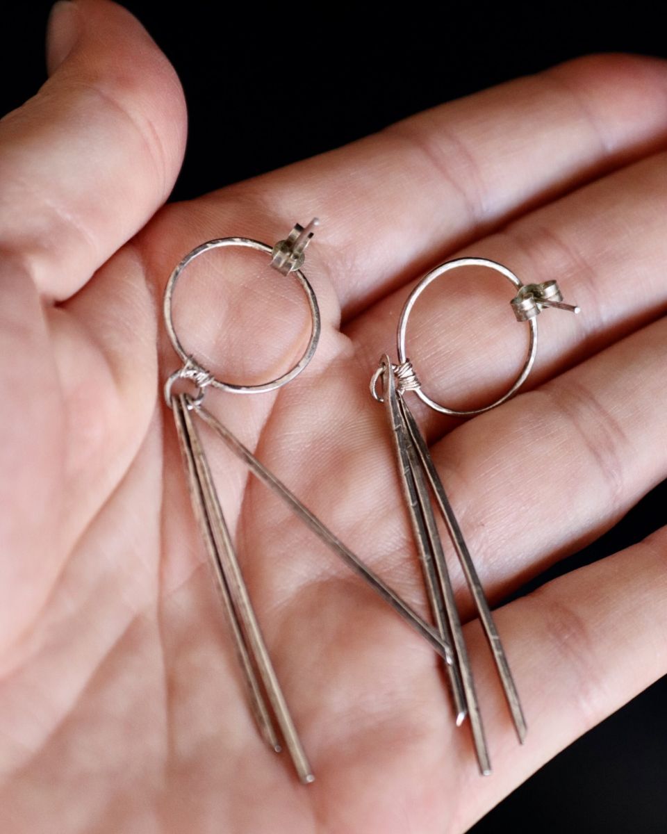 Boucles hybrides Tryo, boucles d’oreilles en argent fait main par Maryjou — vue 5