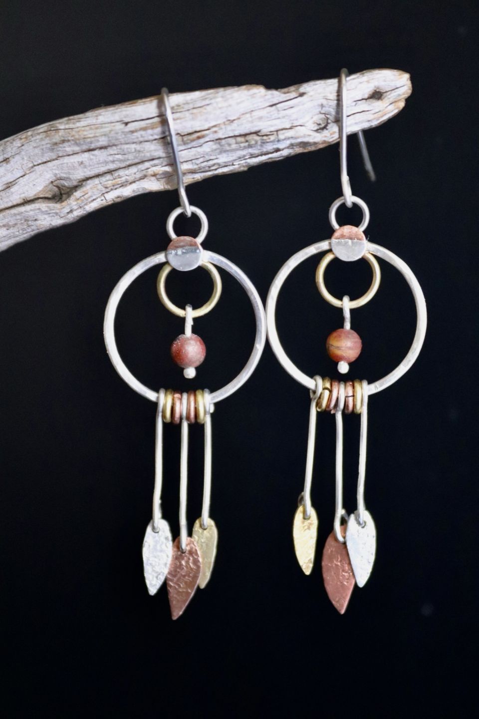 Boucles Silaya, boucles d’oreilles en argent fait main par Maryjou — vue 2