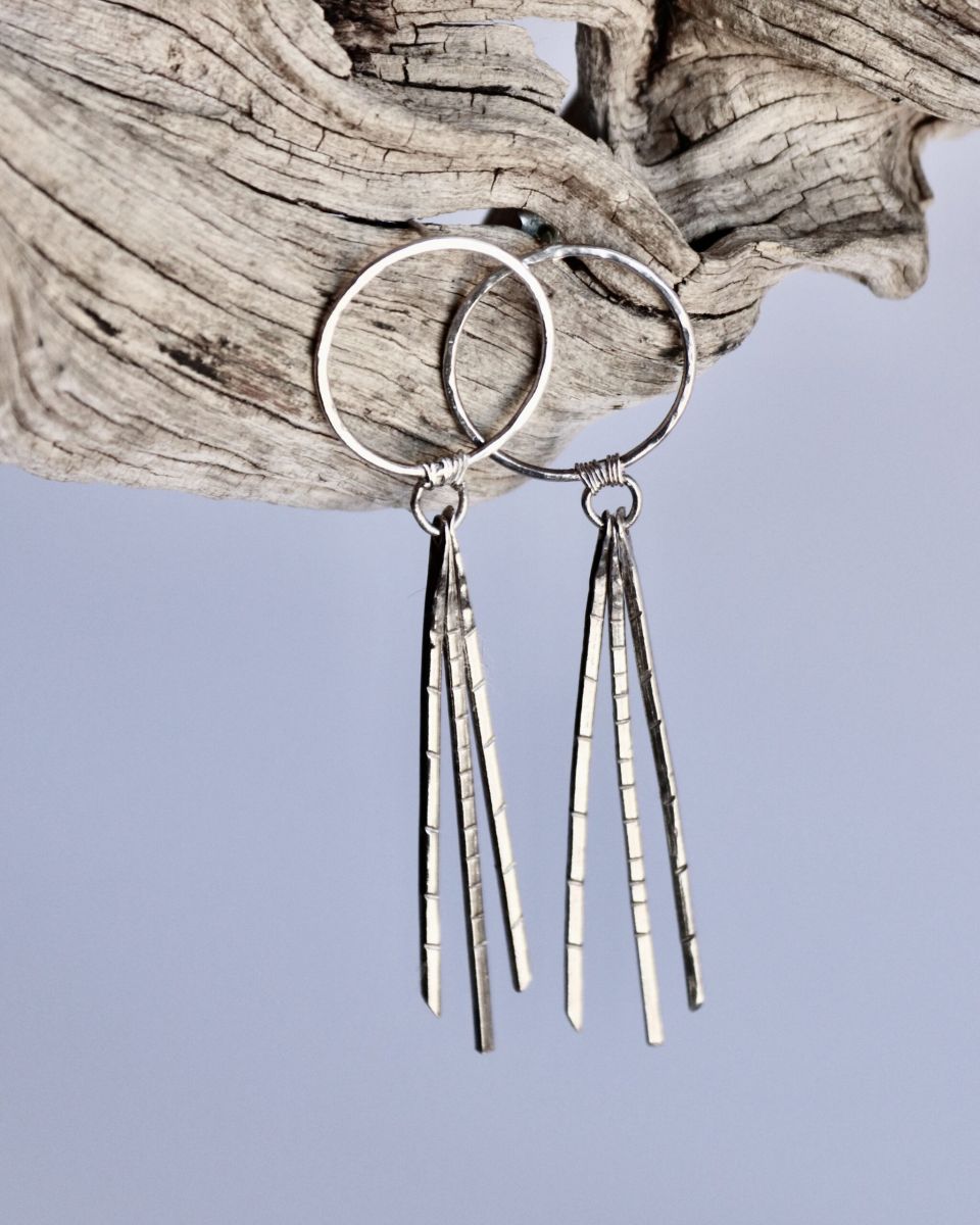 Boucles hybrides Tryo, boucles d’oreilles en argent fait main par Maryjou — vue 2