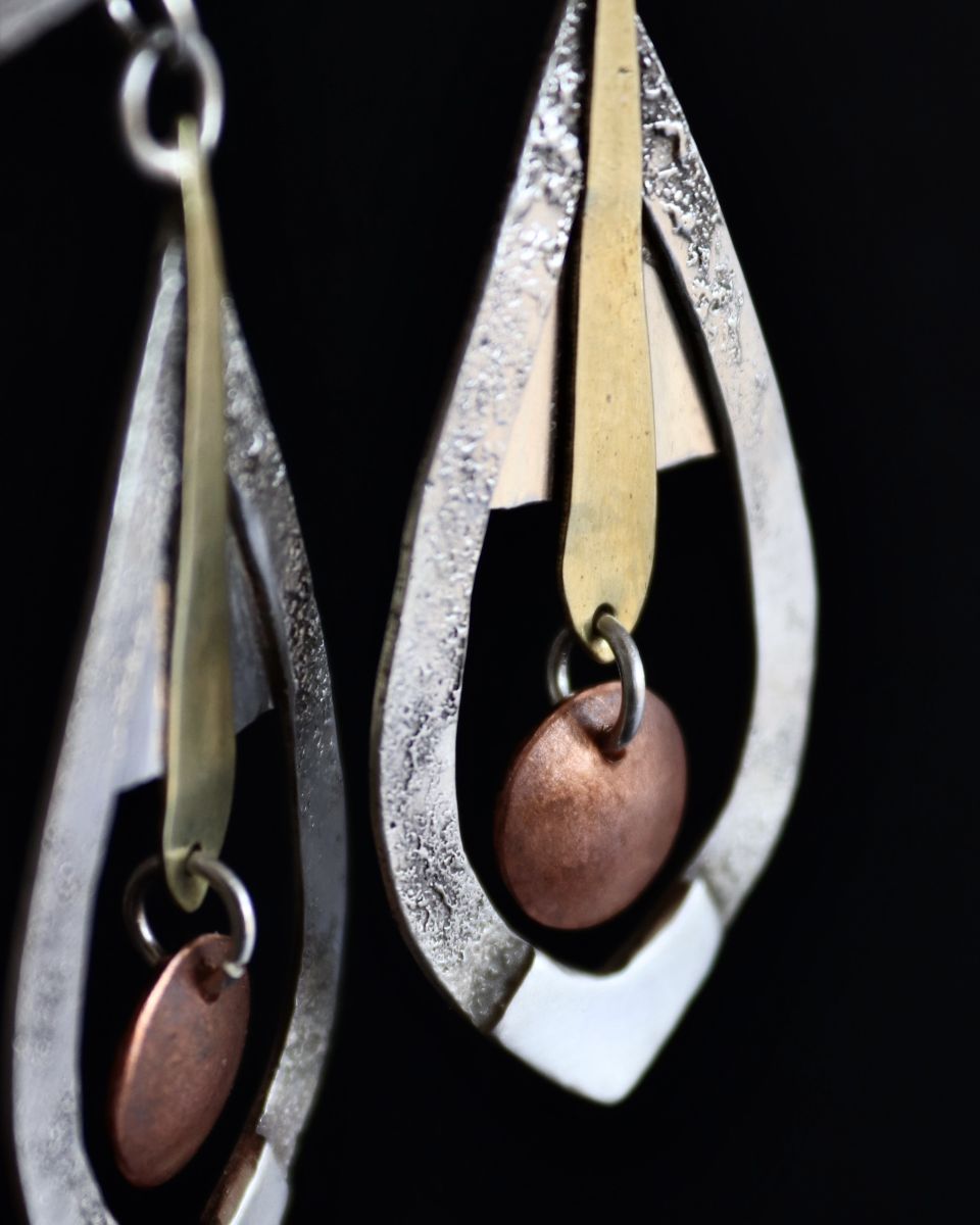Boucles Naïor, boucles d’oreilles en argent fait main par Maryjou — vue 3