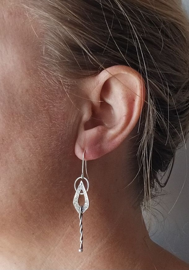 Boucles kodé, boucles d’oreilles en argent fait main par Maryjou