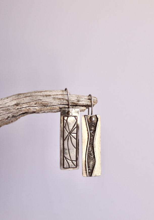 Boucles reversibles empreintes, boucles réversibles en argent fait main par Maryjou