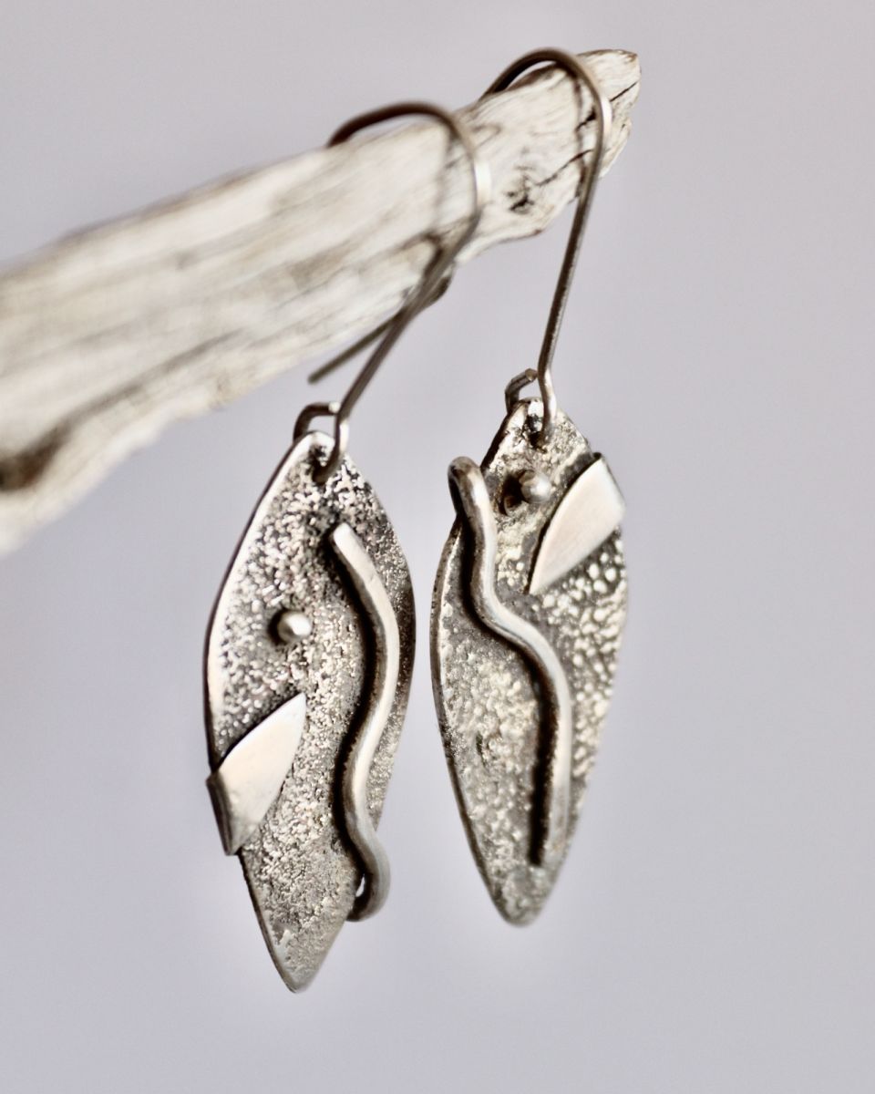 Boucles vellea, boucles d’oreilles en argent fait main par Maryjou — vue 3