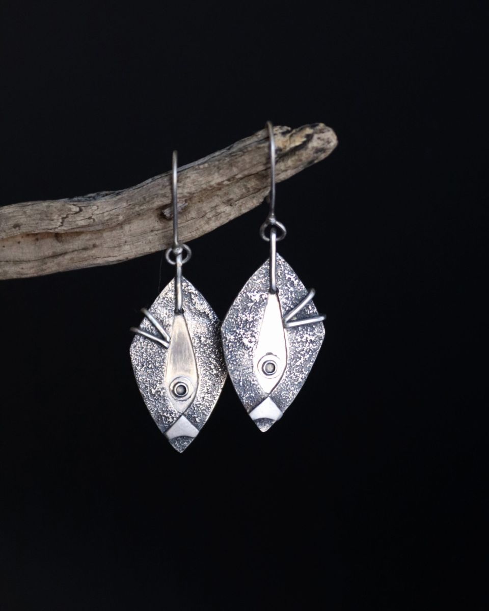 Boucles Hemera, boucles d’oreilles en argent fait main par Maryjou — vue 2