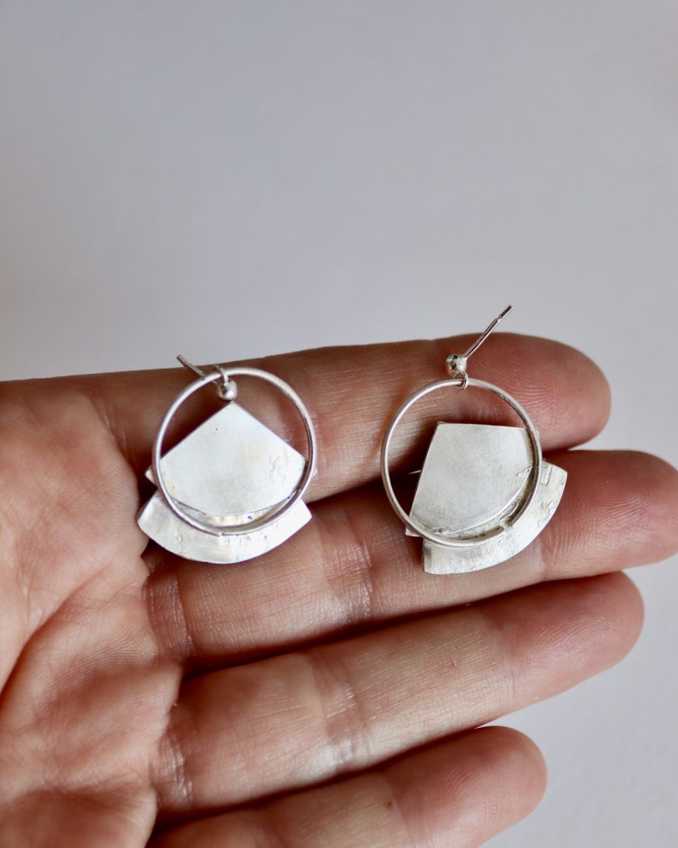 Boucles hybrides éventail 4 Boucles hybrides éventail, boucles d’oreilles en argent fait main par Maryjou — vue 4