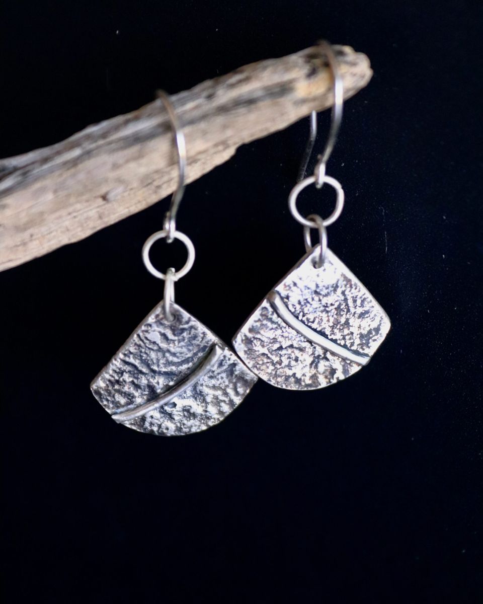 Boucles éventails, boucles d’oreilles en argent fait main par Maryjou — vue 2