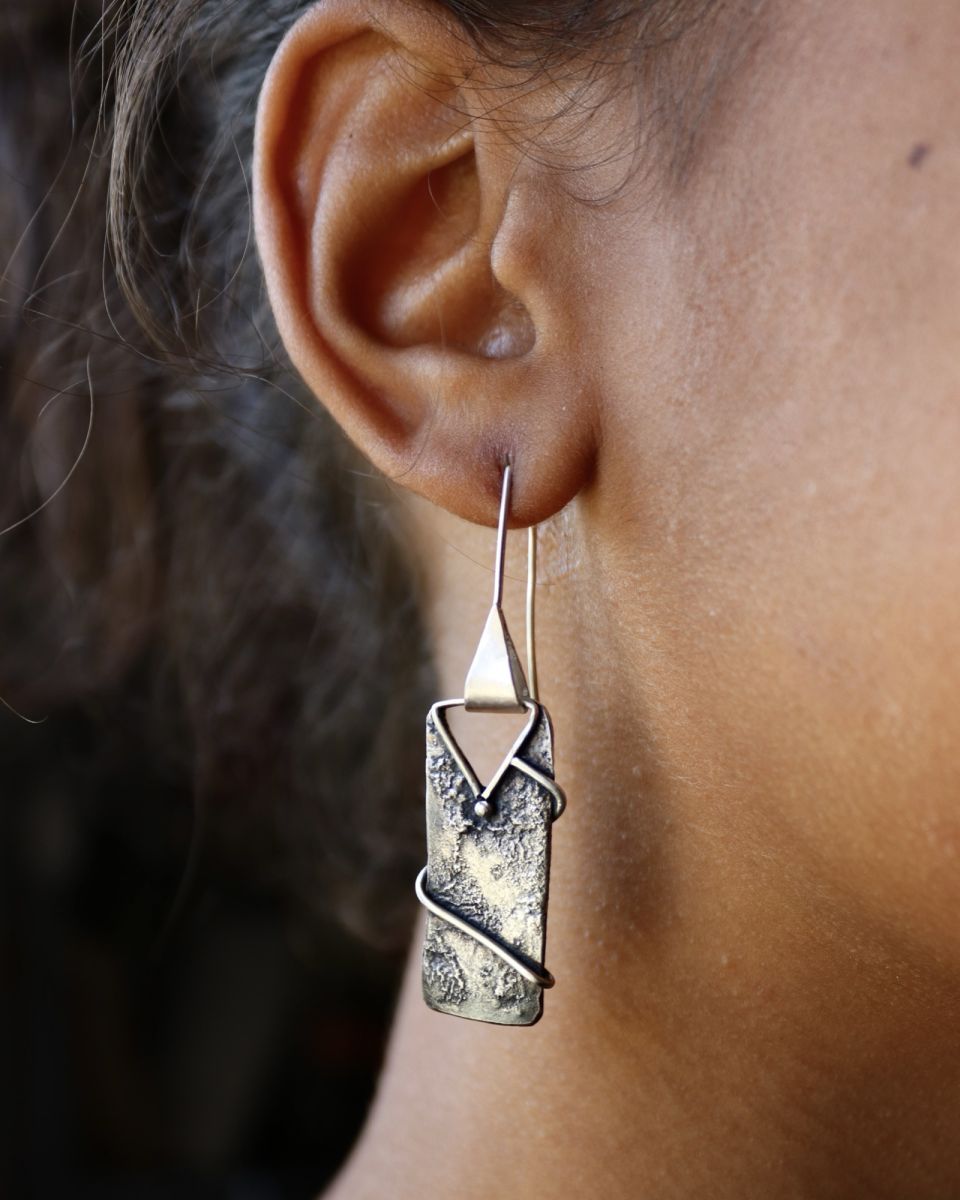 Boucles traverse 5 Boucles traverse, boucles d’oreilles en argent fait main par Maryjou — vue 5