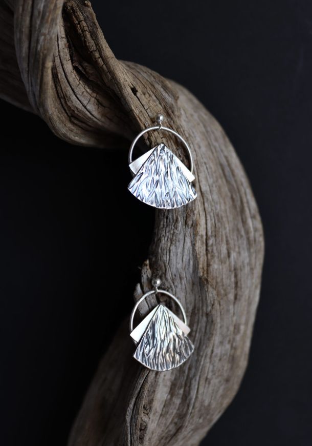 Boucles hybrides éventail, boucles d’oreilles en argent fait main par Maryjou