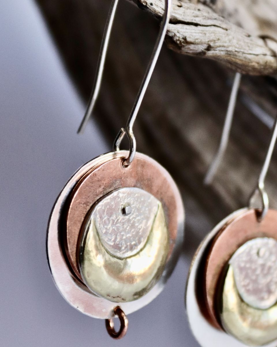 Boucles Lunéis, boucles d’oreilles en argent fait main par Maryjou — vue 4