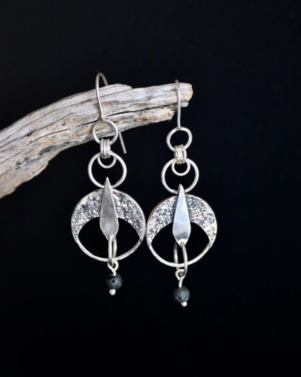 Boucles Astrales, boucles d’oreilles en argent fait main par Maryjou — vue 2
