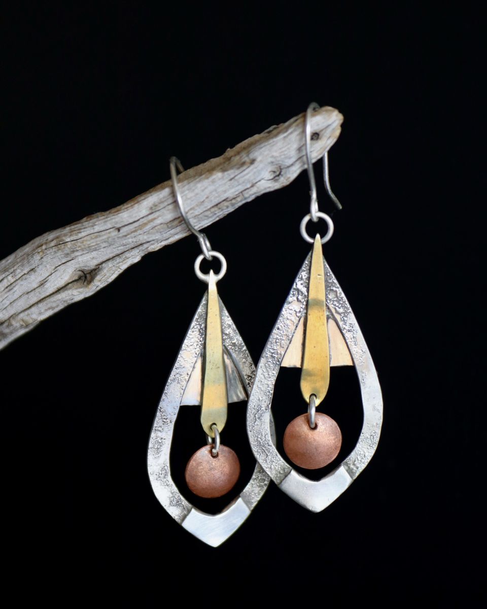 Boucles Naïor, boucles d’oreilles en argent fait main par Maryjou — vue 2