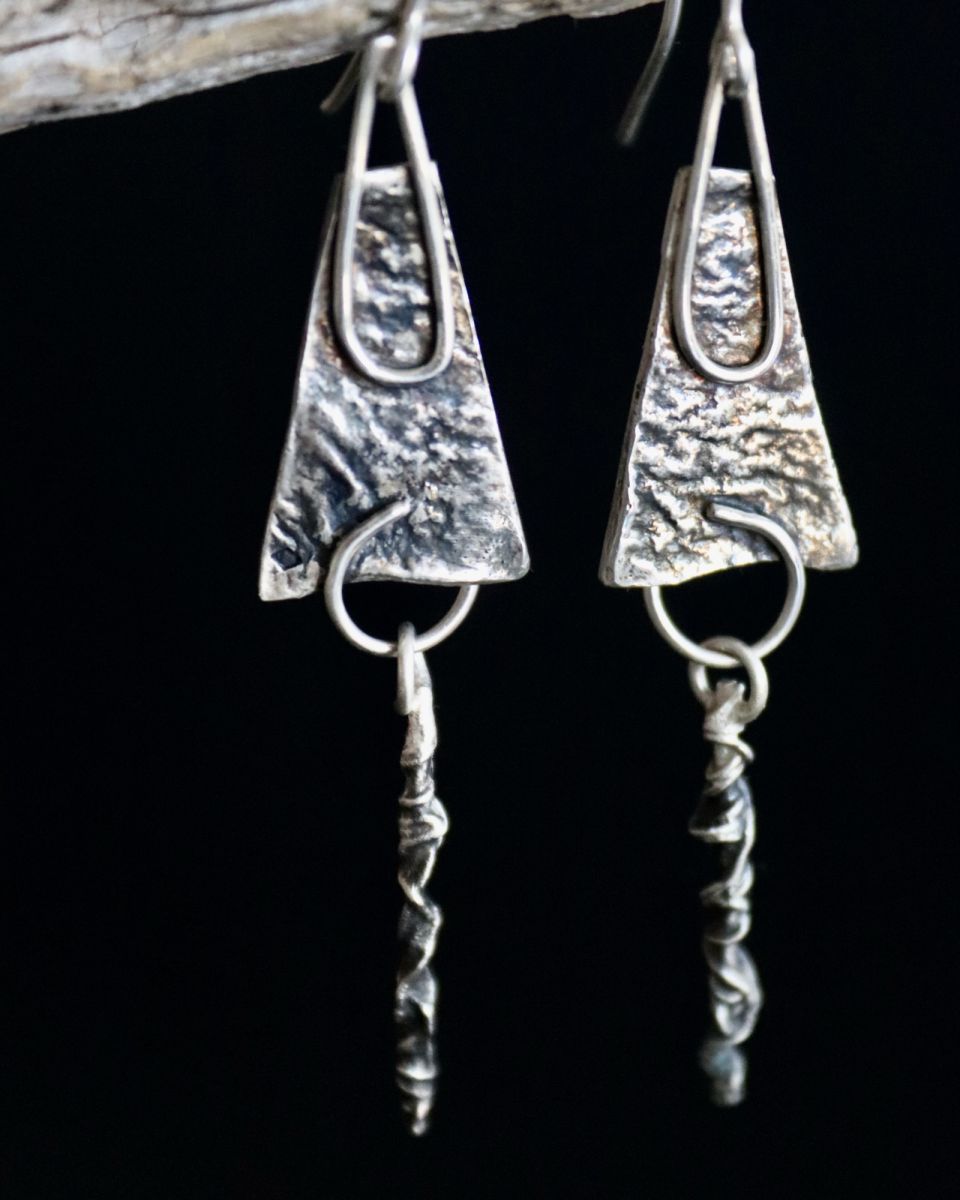 Boucles Zéphyr, boucles d’oreilles en argent fait main par Maryjou — vue 4