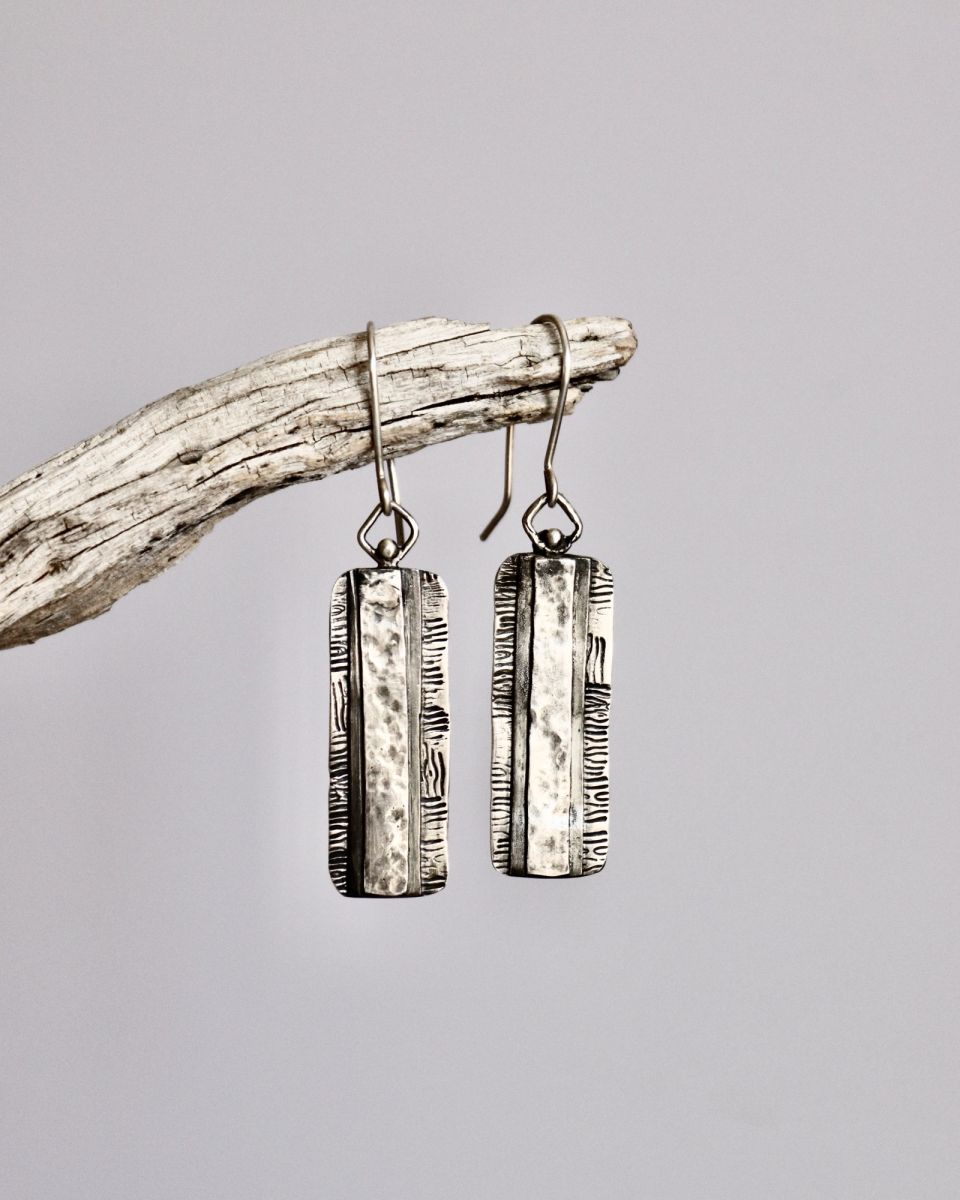 Boucles Tarka, boucles d’oreilles en argent fait main par Maryjou — vue 4