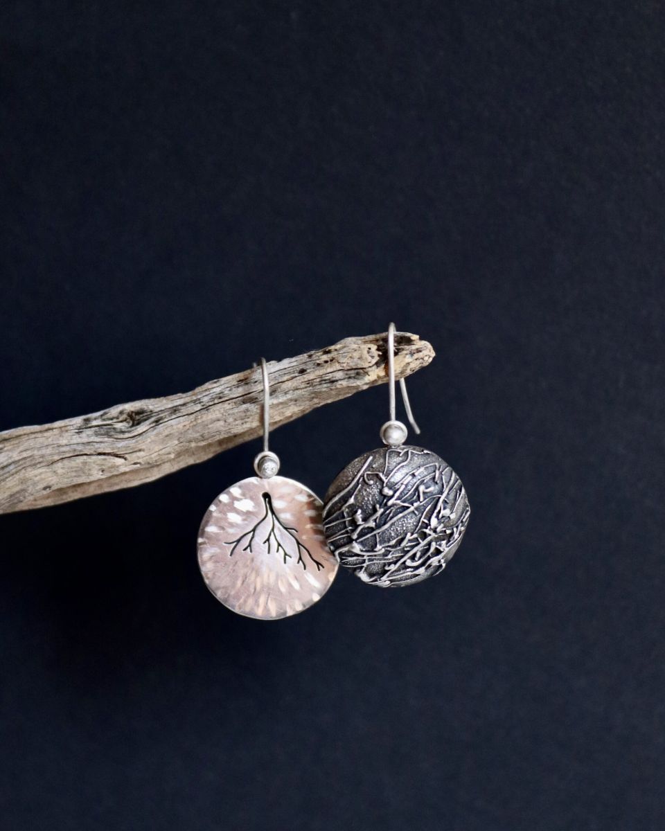 Boucles duelles, boucles d’oreilles en argent fait main par Maryjou — vue 7