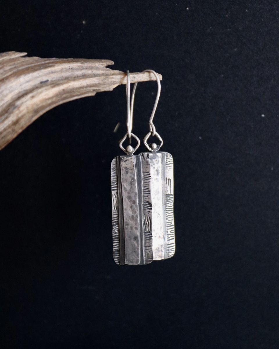 Boucles Tarka, boucles d’oreilles en argent fait main par Maryjou — vue 2