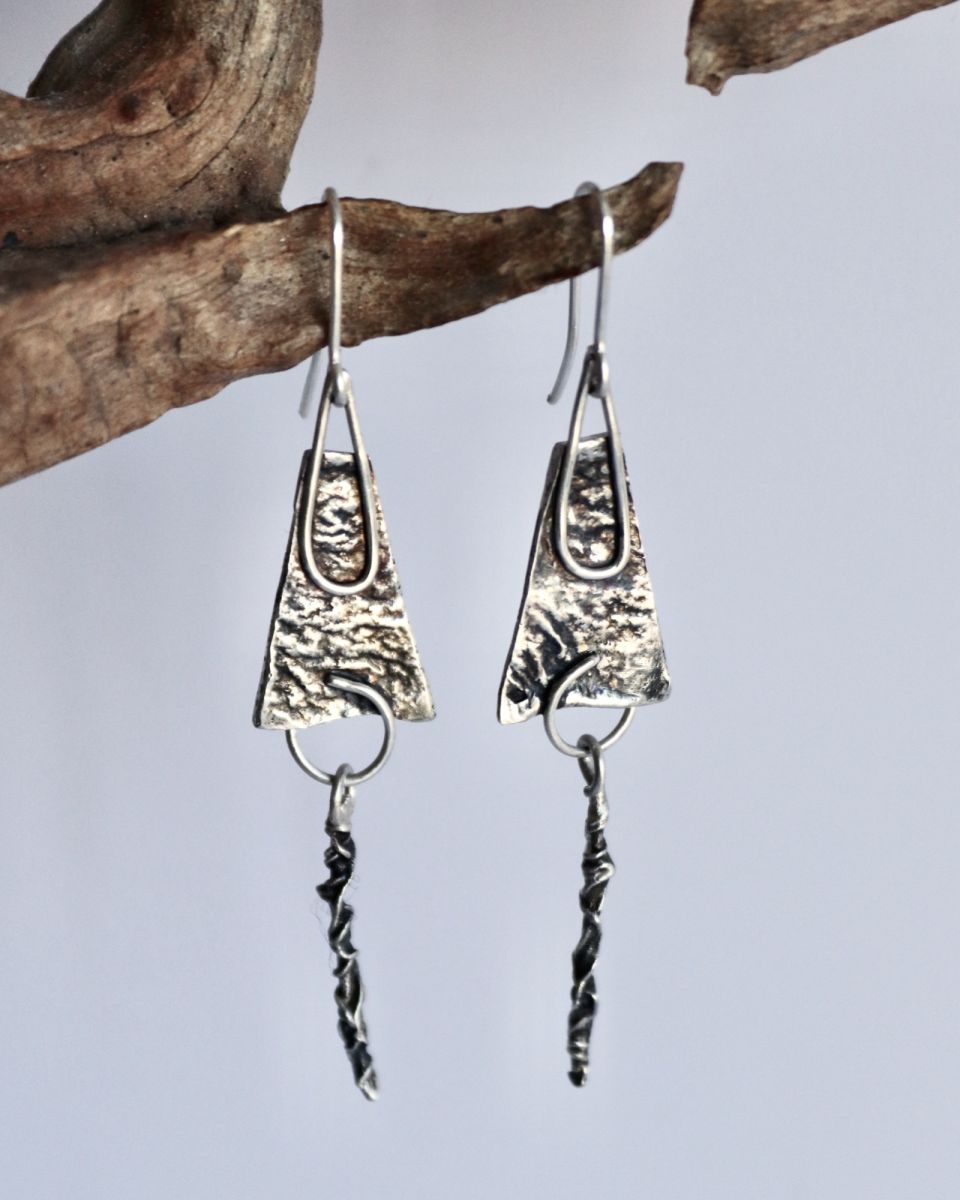 Boucles Zéphyr, boucles d’oreilles en argent fait main par Maryjou — vue 2