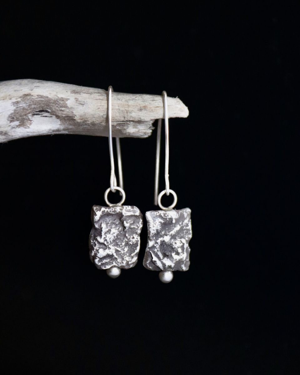Boucles Fracta 4 Boucles Fracta, boucles d’oreilles en argent fait main par Maryjou — vue 4