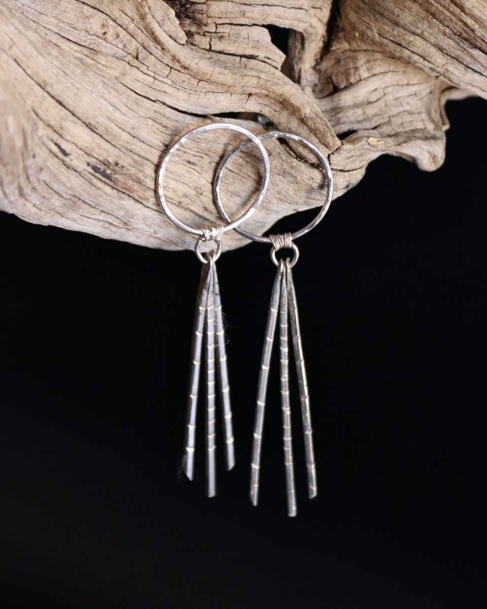 Boucles hybrides Tryo, boucles d’oreilles en argent fait main par Maryjou — vue 3
