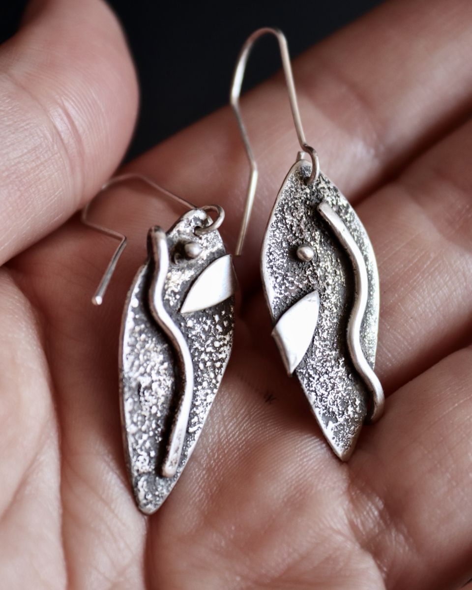 Boucles vellea, boucles d’oreilles en argent fait main par Maryjou — vue 4