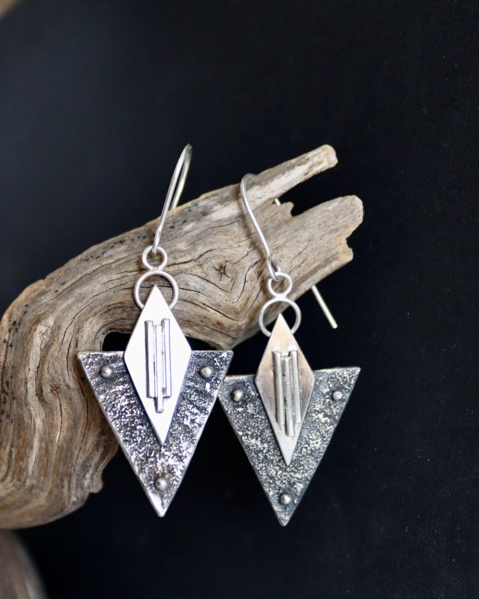 Boucles inka 4 Boucles inka, boucles d’oreilles en argent fait main par Maryjou — vue 4