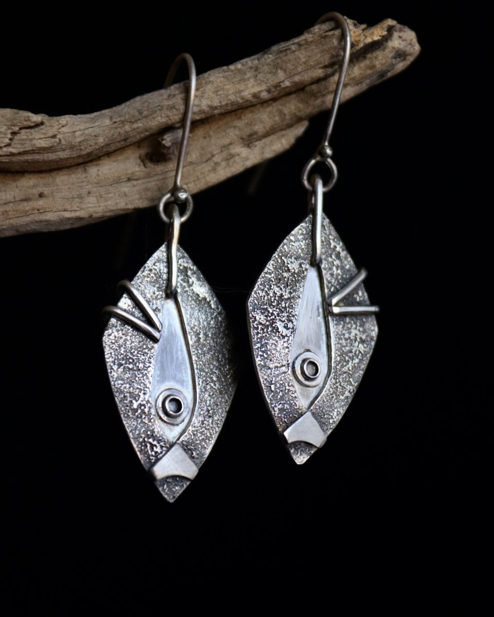 Boucles Hemera, boucles d’oreilles en argent fait main par Maryjou — vue 3